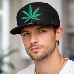 🪴New w/ Tags Black Ganja Leaf Hat🪴